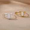 Fashion White Opal Rings For Women Gold Color Stainless Steel Opal Ring Wedding Engagement Jewelry Birthday Gift 2024