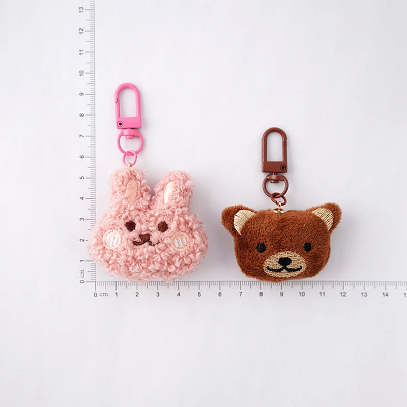 Cute Plush Bear Keyring For Women Girls Cartoon Rabbit Kawaii Keychain Unique Design Car Keys Chains
