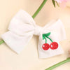 Oaoleer 1Pcs New Cherry Embroidered Hair Bow Clips for Kids Girls Cute Bowknote Barrettes Hairpin BabyHeadwear Hair Accessories