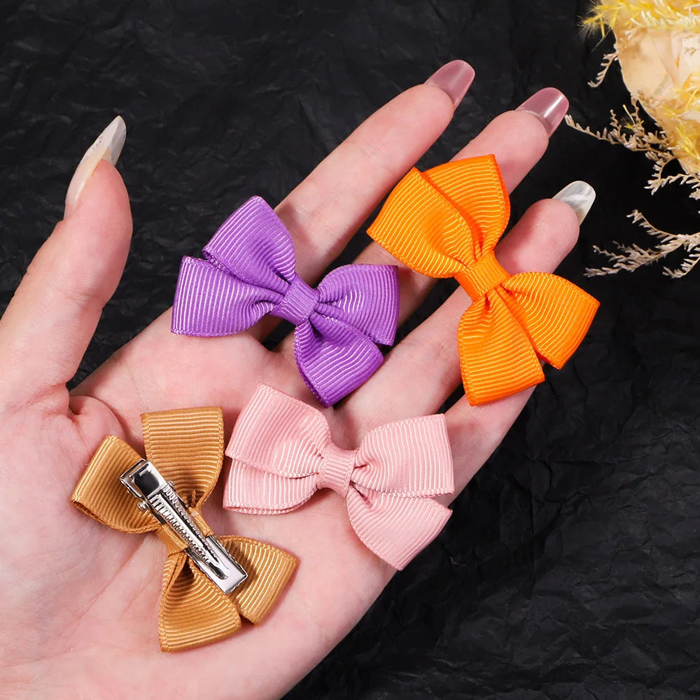 5/15/20Pcs/Set Solid Hairpins for Baby Grosgrain Ribbon Bows Hair Clips Boutique Handmade Headwear Girls Kids Hair Accessories