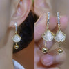 New Fashion Gold Color Ginkgo Leaf Drop Earrings for Women Luxury Rhinestone Earrings Girl Party Birthday Christmas Jewelry Gift