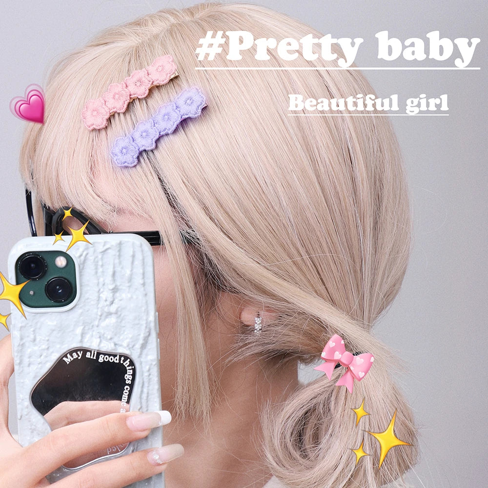 1Pc/6Pcs Flower Hair Clip Embroidery HairPins Lovely Hair Accessories for Kids Fresh Sweet Girl Children Cute Boutique Barrettes