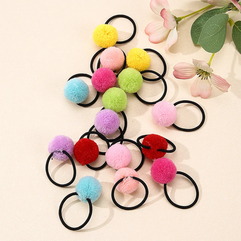 ncmama 16Pcs/lot Sweet Girls Animal Hair Ball Hair Ring Rubber Baby Hair Bands Kids Headwear Korean Hair Accessories Ornaments