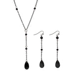 Load image into Gallery viewer, KunJoe Gothic Black Crystal Pendant Earrings Necklace Set for Women Vintage Punk Metal Chain Jewelry Set Party Gifts
