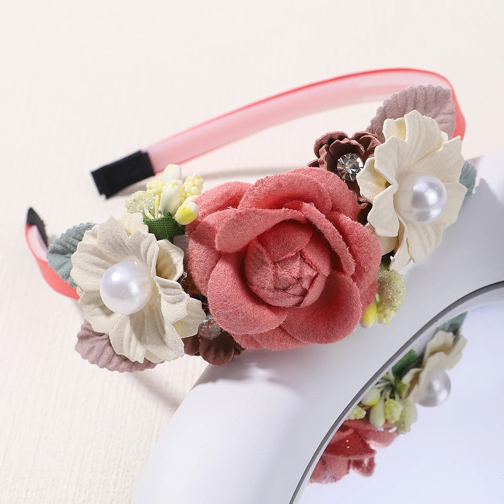 1pcs Bride Wedding Hairband Artificial Flower Crown Headband Hair Accessories Women Girls Sweet Floral Hair Hoop Party Headwear