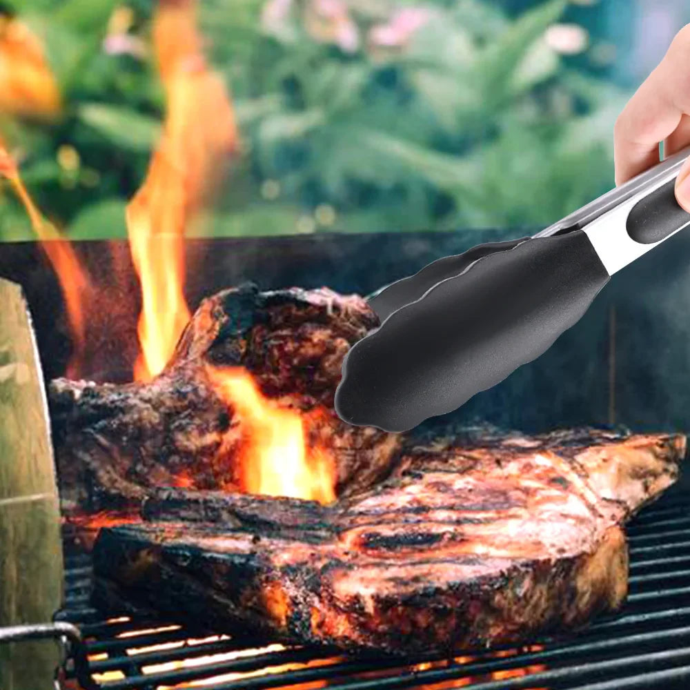 Food Tong Stainless Steel Kitchen Tongs Silicone Nylon Non-Slip Cooking Clip Clamp BBQ Salad Tools Grill Kitchen Accessories