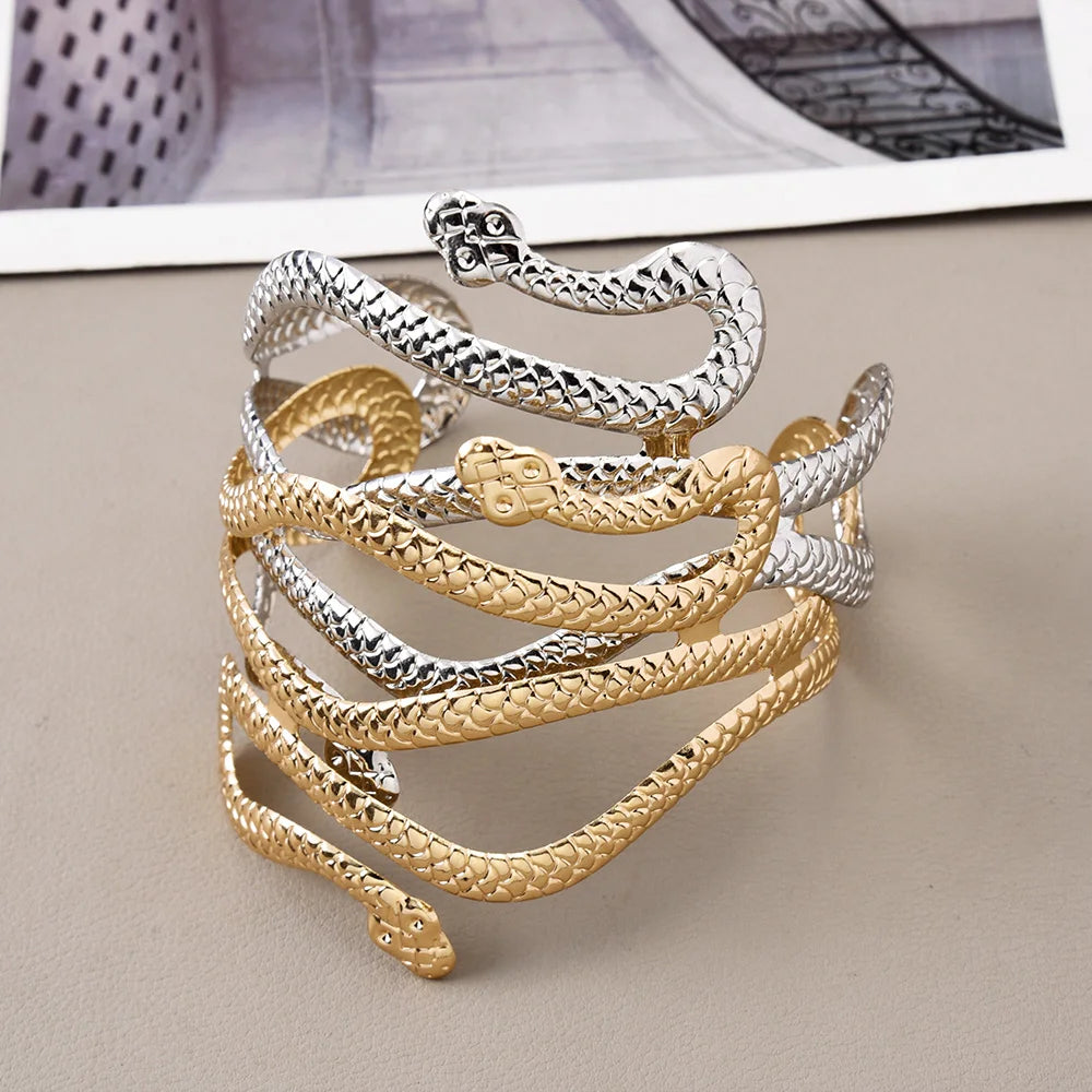 Fashion Chic Egypt Cleopatra Swirl Snake Butterfly Leaf Arm Cuff Armlet Armband Open Cuff Bangle Bracelet for Women Gift