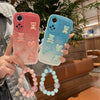 Phone Case for Huawei Nova 9 Huawei Nova 9 Pro Huawei Nova 9 SE Wavy Gradient 3D Sweet Bear Hand Strap Bracelet Back Cover