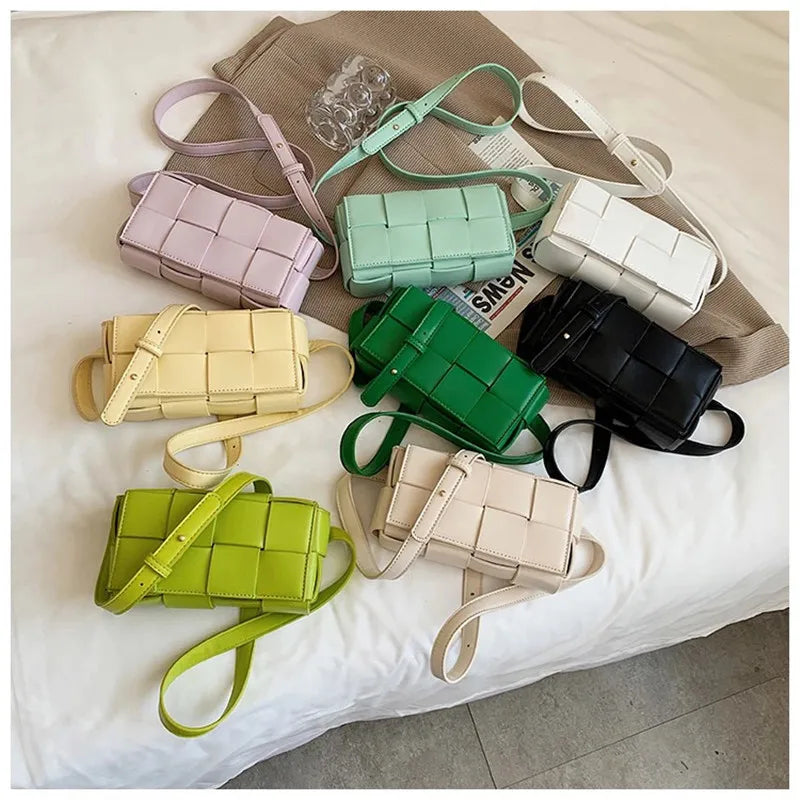 New Mini Trend Leather Woven Bags For Women Luxury Designer Small  Handbags Shopper Evening Cross Shoulder Bag Bolsa Feminina