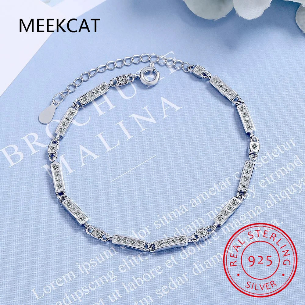 Luxury Real 925 Sterling Silver Fashion Simple Dazzling CZ Tennis Chain Bracelets For Women Wedding Fine S925 Jewelry DA1715