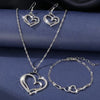 Fashion European and American Heart Shaped Wedding Dinner Wedding Dress Accessories Double Love Earrings Necklace Bracelet Gift