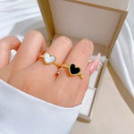 Load image into Gallery viewer, RONGXUANMEI New Trendy 2024 Gold Color Black Heart Stainless Steel Rings For Women Elegant Colorfast Love Party Finger Ring Gift
