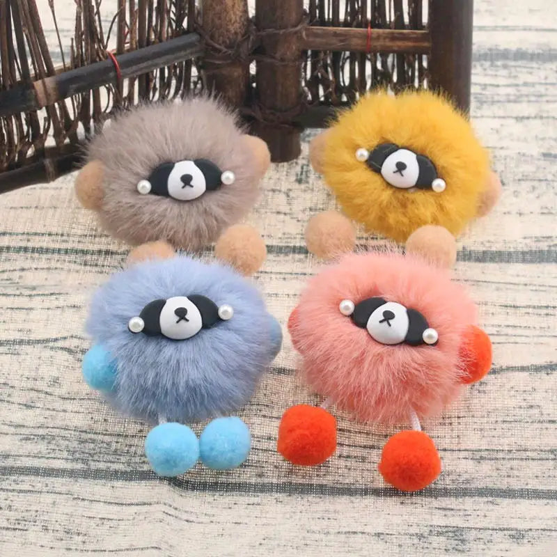 1Pcs Plush Dumb Bear Keychain Animal Pendant Keyring Pets Doll Gift Handbag Key Holder DIY Jewelry Clothing Crafts Accessory