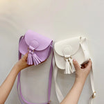 Load image into Gallery viewer, PU Leather Children Small Shoulder Bag Cute Princess Accessories Kids Coin Purse Handbags Cute Girls Baby Tassel Crossbody Bags

