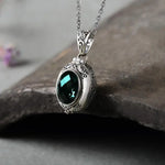 Load image into Gallery viewer, Beautiful Vintage Locket Set Large Green Crystal Women Necklace Fashion Charm Prom Party Jewelry Accessory Gift
