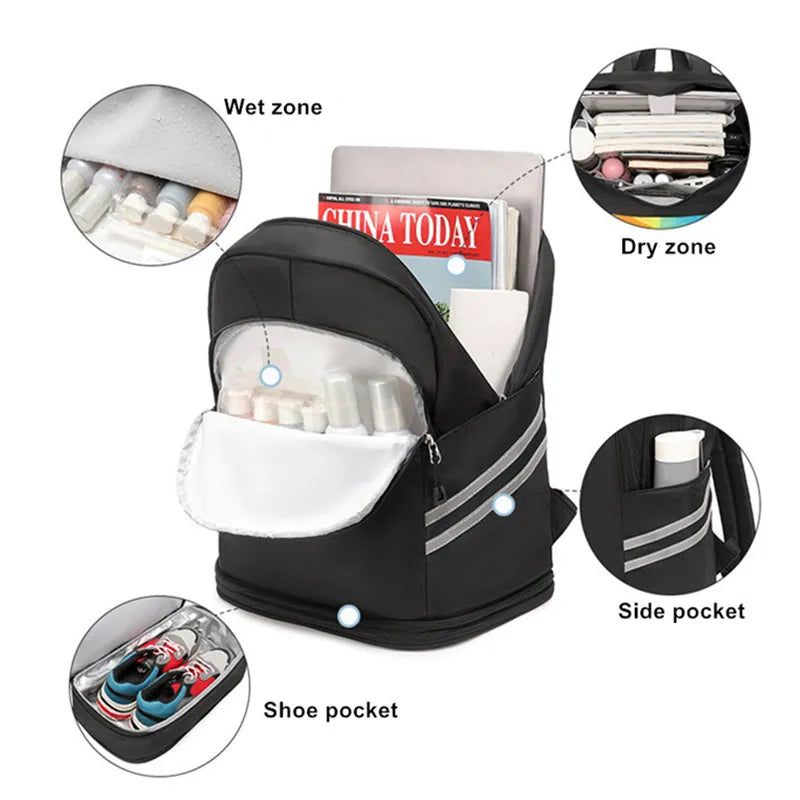 Sports Backpack Men Large Capacity Swimming Beach Male Shoulder Bolsas Shoe Pocket Female Fitness Accessory Travel Women Gym Bag