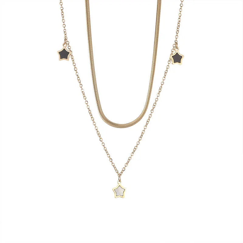 Fashion Multilayer Chain Star Charm Necklace Bracelet for Women Girls Trend  Stainless Steel Necklace Jewelry Set Party Gift
