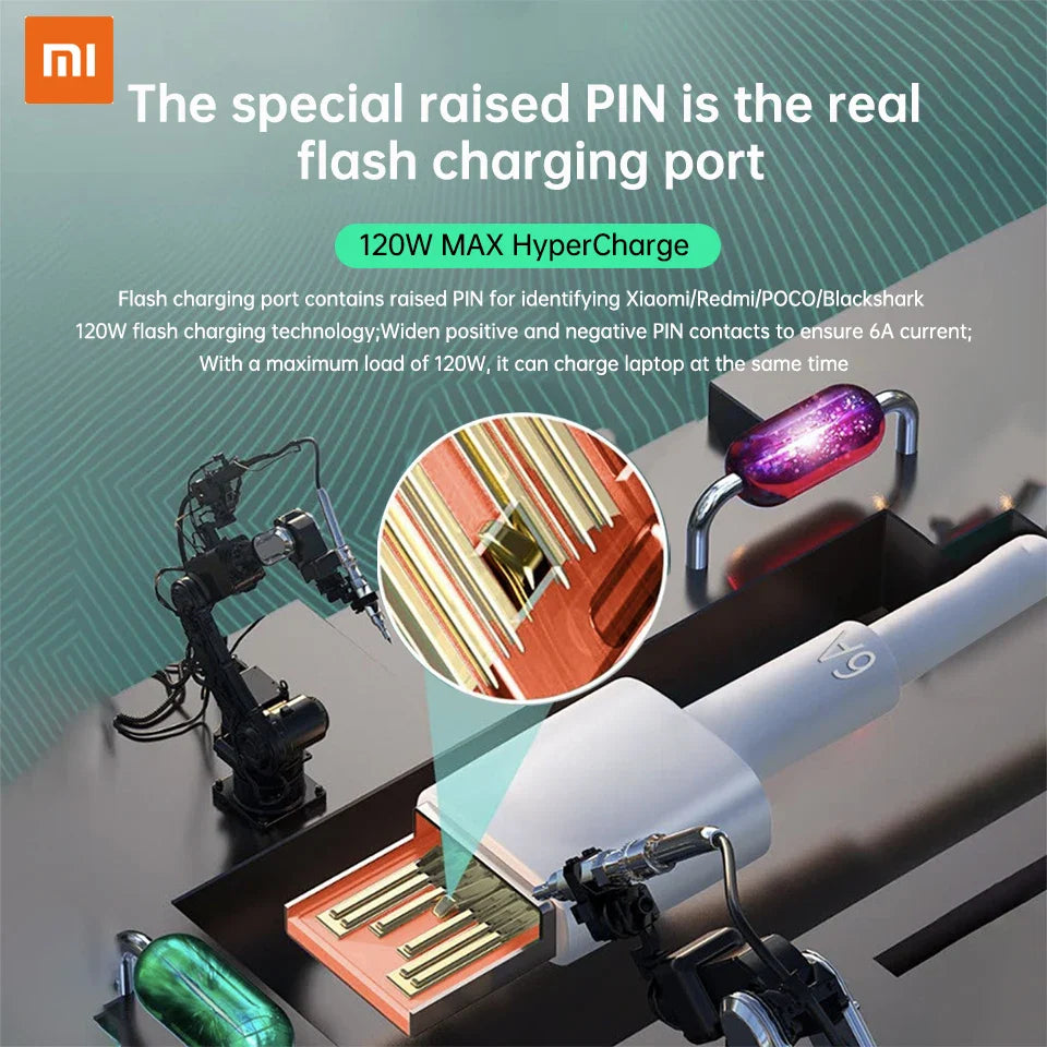 Original Xiaomi 120W 6A USB Type C Cable 90 Degree Elbow L Sharpe Angle Super Fast Hyper Charger Mi 12 11 Redmi Note 10 POCO X4