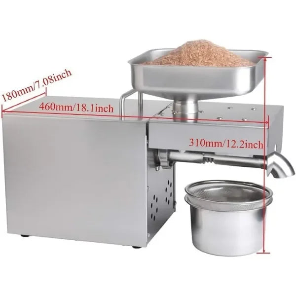 Kitchen Oil Press Machine Electric Automatic Oil Press Extractor Organic Oil Expeller for Avocado Coconut Flax Peanut Castor