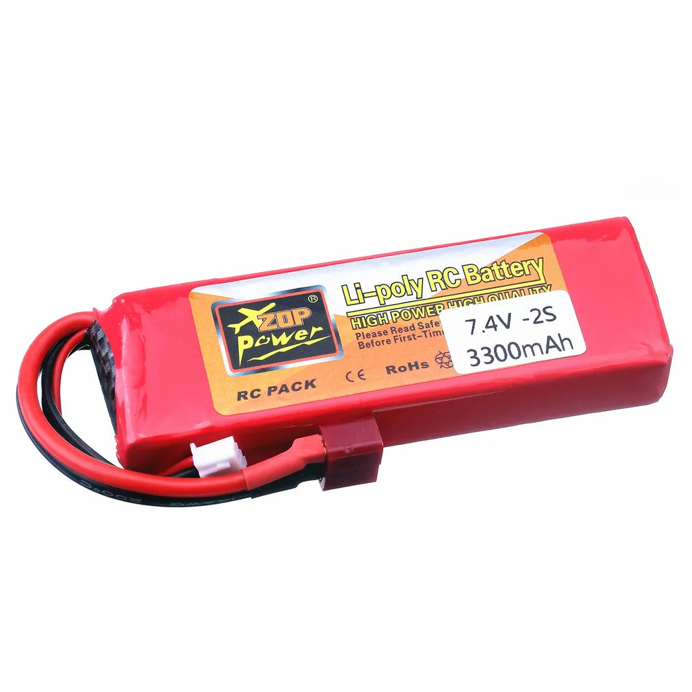 Lipo Battery 2S 7.4V 3300mah RC Battery with T Plug for Wltoys 144001 144010 124016 124017 124018 124019 RC Car Drone Boat Parts