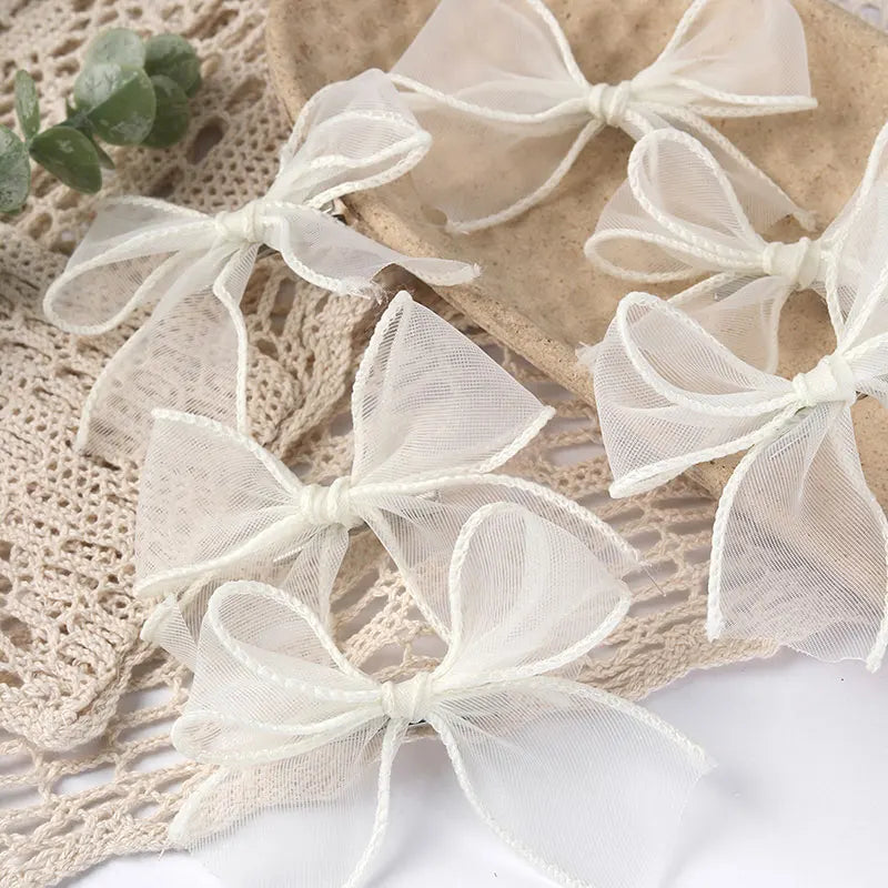 6Pcs White Lace Bow Hair Clips For Baby Girls Lovely Bowknot Hairpin Barrettes Kids Hairgrips Korean Headwear Hair Accessories