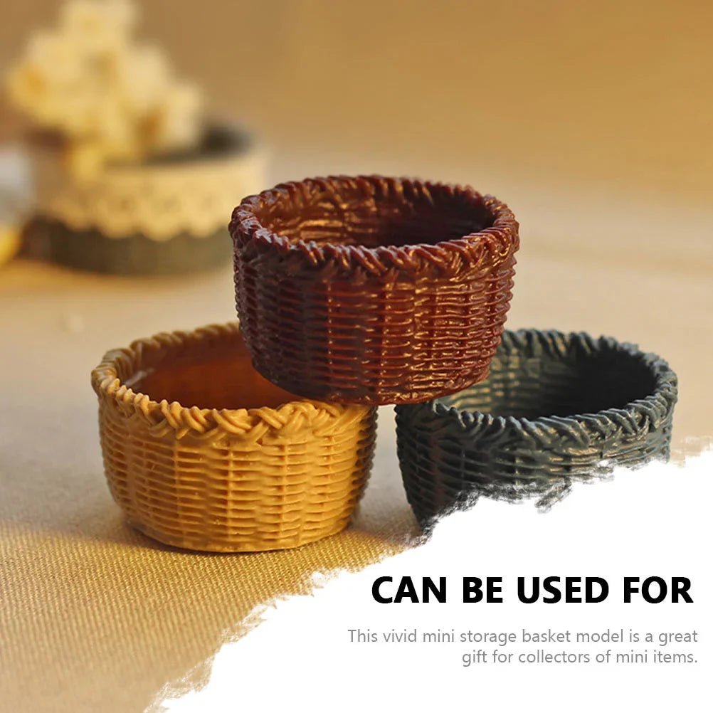 Home Decor Miniature Baskets for Crafts House Accessories Small Storage Ornament Resin