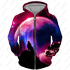 2024 New Men's Zipper Hoodie Wolf Fashion Jacket Animal 3D Print Pattern Sweatshirt Street Apparel Casual Clothes Men Clothing