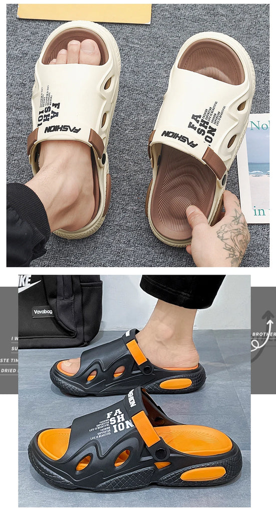 Soft and Comfortable Thick Bottom Sandals Beach Shoes Wear-resistant Indoor and Outdoor Bathroom Unisex Men's Slippers Fashion