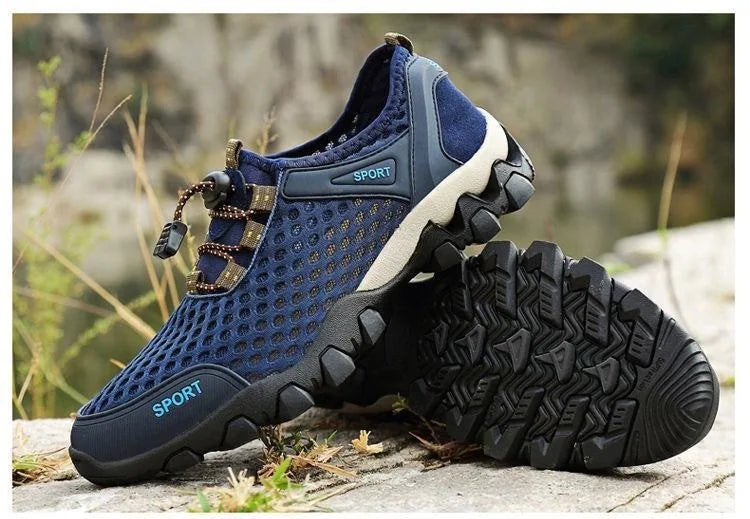 Summer Men's Mesh Sports Shoes Fashion Mountaineering Breathable Lightweight Anti Slip Shoes Outdoor Travel Running Casual Shoes