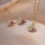 Load image into Gallery viewer, Real Gold Plated Stainess Steel Jewelry For Women Swan Colorful Top Zircon Stud Earrings Necklace Set Jewellery
