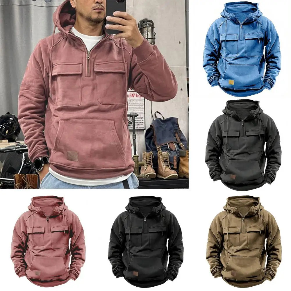 Polar Fleece Warm Windproof Hiking Jackets Sweater Hood Men's Hooded Thickened Thermostatic Outdoor Sports