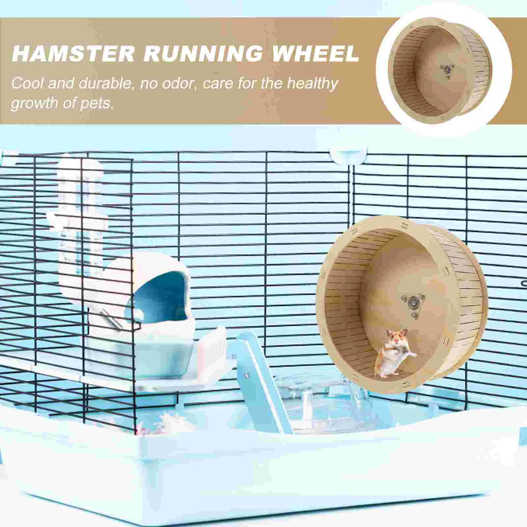 Toy Hamster Roller Plaything Cage Accessories Hedgehog Exercise Wheel Wood Running Small Pet Supplies Wooden