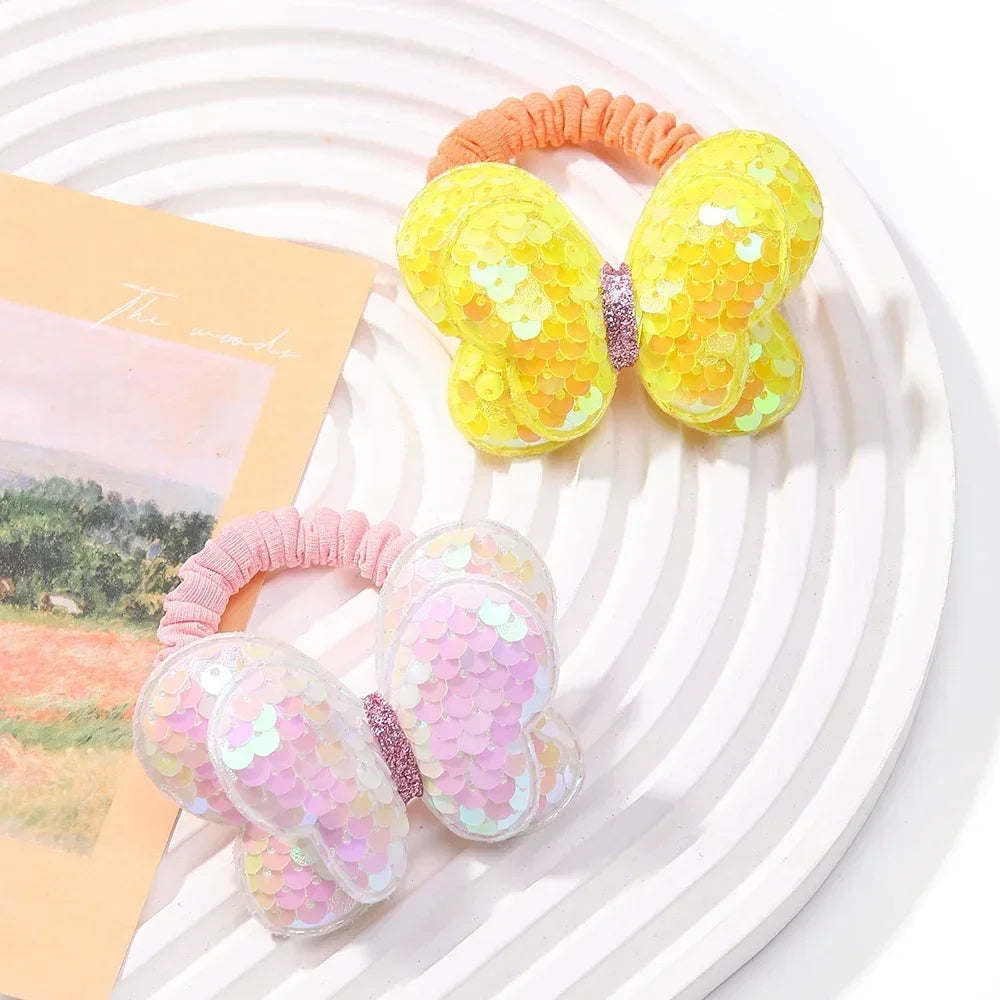 2Pcs/lot Lovley Flower  Ponytail Elastic Hair Bands for Girl Children Hair Ties Cartoon Kids Hair Accessories Baby Headwear