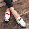 Luxury Brand Summer White Half Drag Loafers Luxury Brand Men Shoes Casual Men's Party Shoes Leather Slip on Comfortable Slippers