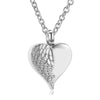 Stainless Steel Angel Wing Hold Heart Cremation Urn Necklace Keepsake Memroial Jewelry For Ash