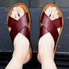 2023 Fashion Men Real Leather Slippers Summer New Black White/red/yellow Cross Over Slippers Men's Leisure Comfort Flat Sandals