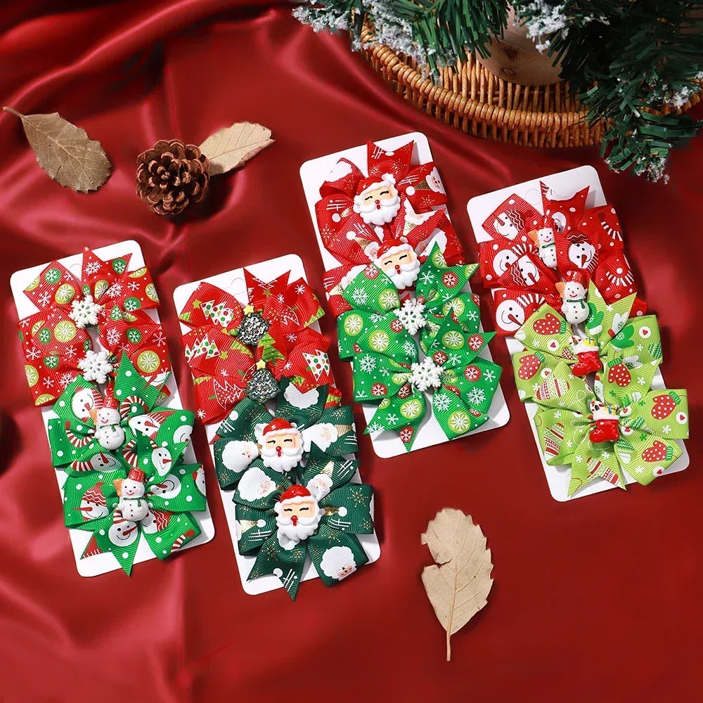 Christmas Hairclip New Year Party Hair Bows for Baby Girl Hair X'mas Santa Deer Decorations Kids Hairpins Hair Accessories Gifts