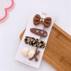 4/8pcs Korean Coffee Color Hair Pin Bow Knit Fabric Princess Hair Clips for Children Baby Girls Headwear Kids Hair Accessories