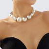 Korean Fashion Colored Pearl Ball Necklace for Women Exaggerated Tassel Hoop Earrings Hip Hop Street Clavicle Chain Jewelry Sets