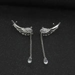 Load image into Gallery viewer, Delysia King Women Angel Wings Feather Earrings Ear Stud Trendy Crystal Tassel Jewelry
