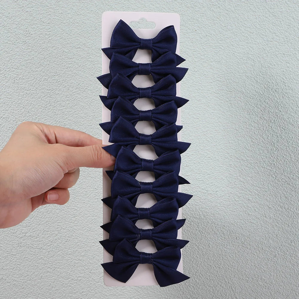 10Pcs/Set Girls Solid Bowknot Hair Clips for Baby Bows Hairpin Handmade Ribbon Barrettes Headwear Kid Hair Accessories Wholesale