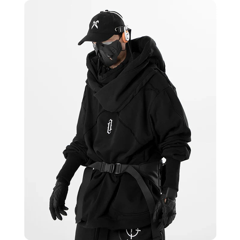 Autumn Functional Wizard Scarf Collar Sweater Casual Hoodie Men's Clothing Harajuku Hooded Sweatshirt High Street Streetwear Top