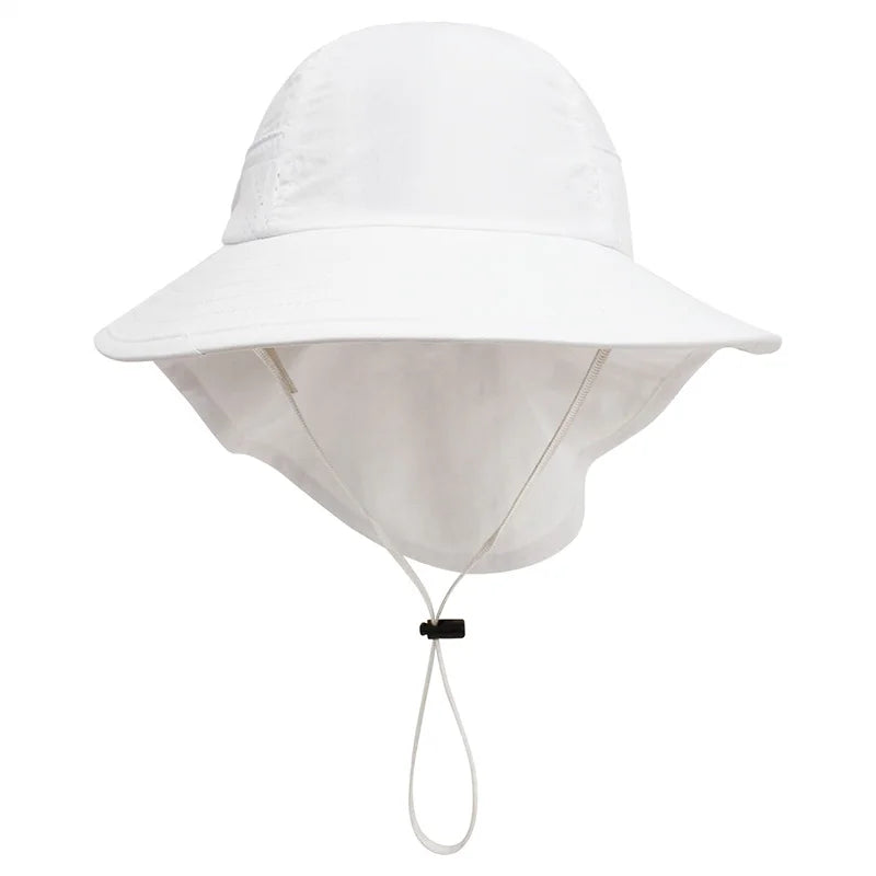 Summer Mesh Shawl Hat for Baby UV Protection Kids Bucket Hats with Windproof Rope Adjustable Light Breathable Beach Accessories