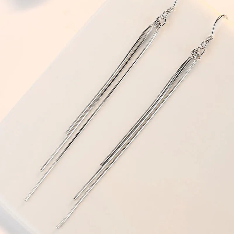 Fanqieliu 925 Silver Needle New Woman's Fashion Jewelry Long Multi Piece Chain Drop Earrings FQL23533