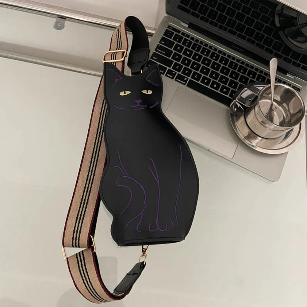 Cat Shape PU Women Handbags Cute Crossbody Female Bag Fashion Zipper Simple Adjustable Shoulder Strap Waterproof Shopping Travel