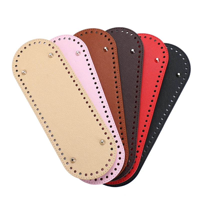 29.5*10cm Handmade Oval Bottom for Knitted Bag PU leather Pad Handcraft Bag Base With holes DIY Crochet Bag Bottom accessories