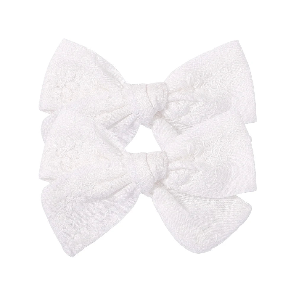 2Pcs/Set Sweet Flower Print Bowknot Hair Clips For Cute Baby Girls Cotton Bows Hairpins Barrettes Headwear Kids Hair Accessories