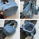 Load image into Gallery viewer, New Denim Bucket Bags Ladies Handbags Fashion Casual Sweet Cool Shoulder Bag for Women Phone Pockets
