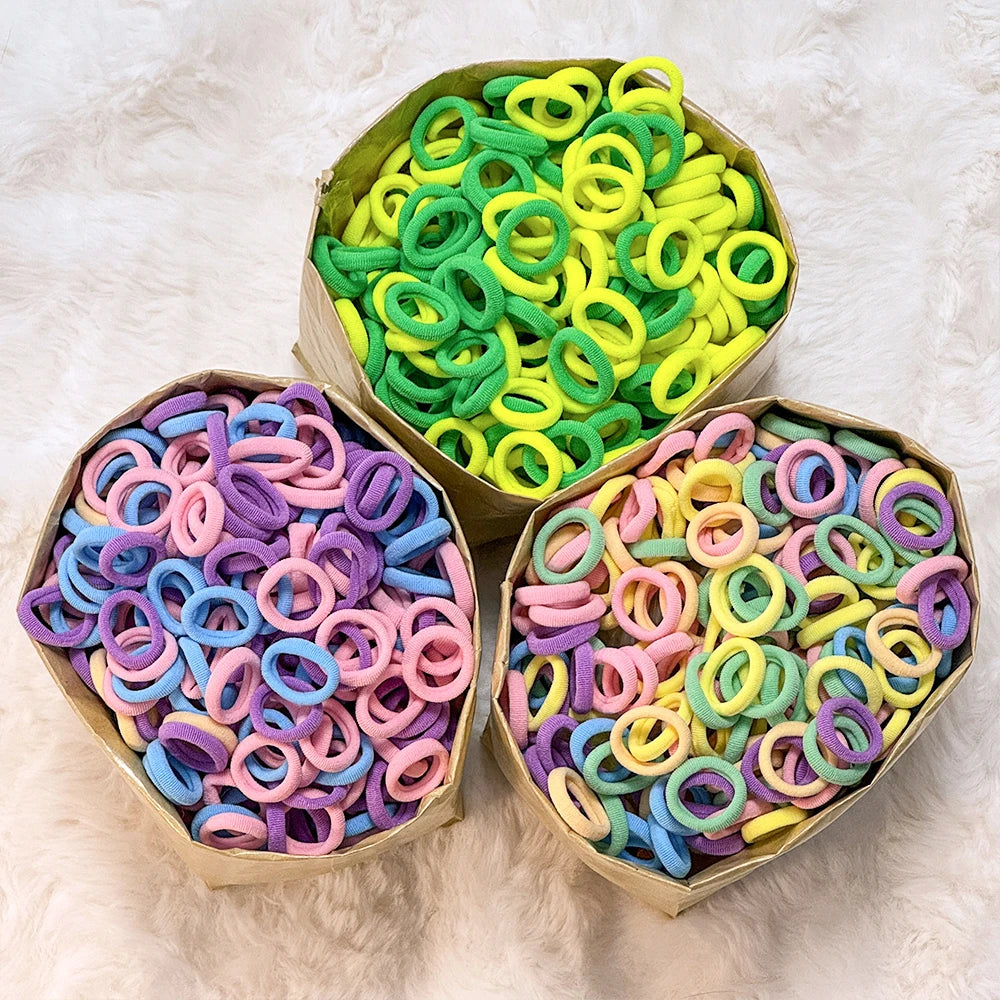 50/100/300Pcs Ealstic Basic Nylon Hair Ties for Girls Ponytail Hold Scrunchie Rubber Band Kid Fashion Hair Band Accessories