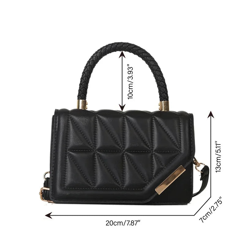 2024 New Fashion Shoulder Bag Plaid PU Leather Ladies Square Handbags Brand Designer Small Black Crossbody Bags for Women